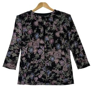 Alex Evenings Metallic Floral Brocade 2 Piece Jacket Tank Set Womens Small Multi